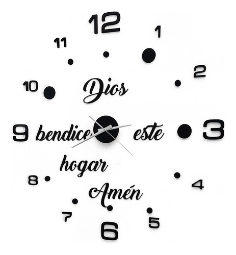 Reloj De Pared 70 Cm X 70 Cm Números/puntos + Frase 3d Sale!