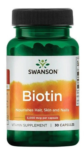 Biotina Biotin 30 Caps 5000 Mcg Para Un Mes Completo