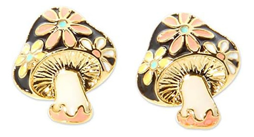 Laonato Aretes De Hongo Epoxi Para Mujeres Y Niñas, Negro,