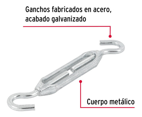 Tensor P/ Cable Zinc 1/4' Gancho - Gancho En Acero