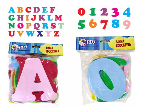 Letras E Números Em Eva Kit Completo 36 Pçs - 14cm Altura