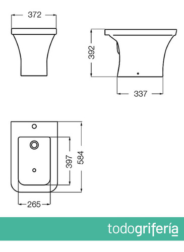 Ferrum Bidet Milena De 1 Agujeros Blanco Bdf1j-b