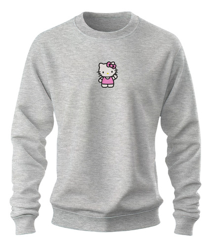 Sudadera Sweater Bordada Hello Gatito Blanco Kawaii Moño