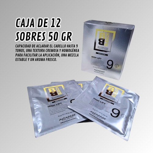 24 Polvo Decolorante Alfaparf Bb Bleach Easy Lift 7 Y 9 50g Sin Tono