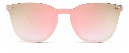 Rimless Wayfarer Anteojos De Sol En Una Sola Pieza Lente Es. Color Rosa / Rosa Espejo