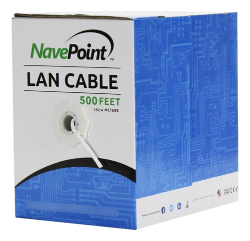 Navepoint Bulk Cable Red Ethernet Solid 24 Awg Cat5e Utp Lan