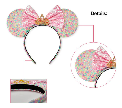 Diadema Para El Cabello, Con Orejas De Minnie Rojas Con