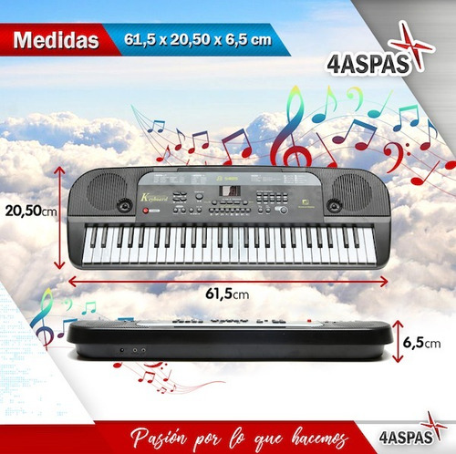Imagen 5 de 10 de Organo Musical Con 54 Teclas Teclado Lcd Microfono Y Fuente