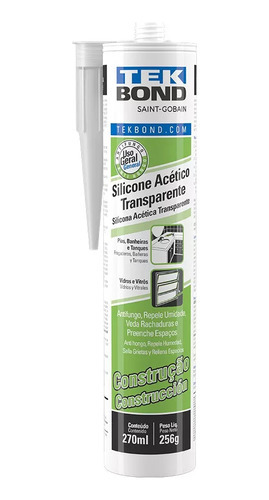 Cola Silicone Acético Para Construção Incolor Uso Geral 256g Cor Transparente