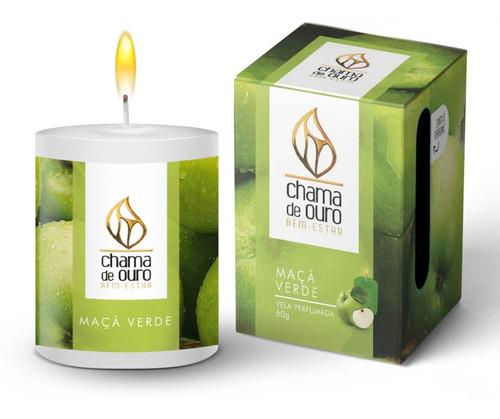 4 Velas Perfumadas Aromáticas Aroma De Maçã Verde 60 Gramas