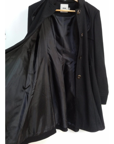 Abrigo Mujer Asos Cuello Subido Skater Mix Lana Negro 42