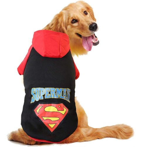 Blusa Para Cachorro Grande Superman Com Capuz Roupa
