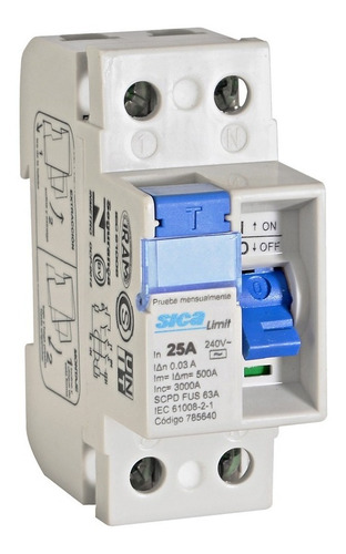 Disyuntor Diferencial Interruptor Bipolar Sica 25 Amp 785625