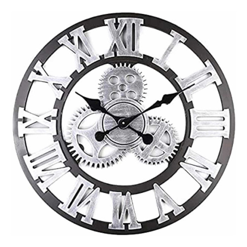 Reloj Pared 3d Contemporáneo Hojas De Metal 90x55 Engranaje