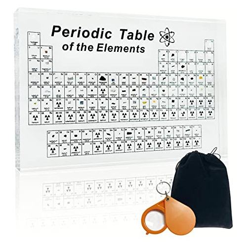 Bewitu Periodic Table With Real Elements Inside, Acrylic Per