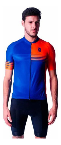 Camisa Ciclismo Masculina Ultracore Fastness Azul/laranja