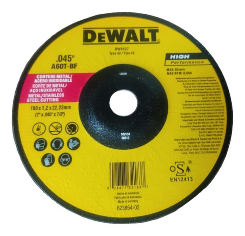 Disco De Corte 7 Pulgadas Dewalt Caja25