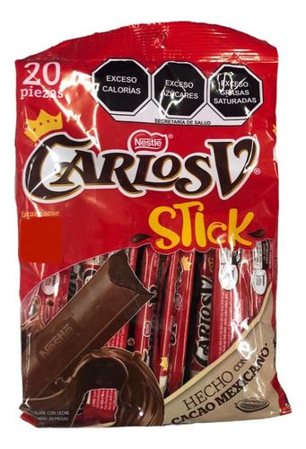 Chocolate Carlos V Stick 20pz