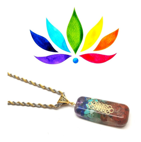 Colar 7 Chakras Orgonite Pedras Coloridas,natureza,c\caixa