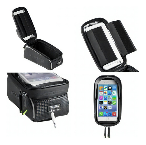 Bolsa impermeable para cuadro de bicicleta Rockbros, soporte para teléfono móvil, color: negro