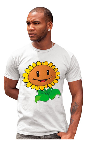 Blanca Playera Panda Girasol Plantas Vs Zombies Pvz