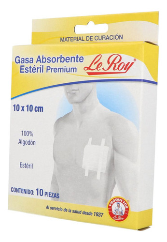Le Roy Gasa Estéril Premium 10x10cm Caja Con 10 Piezas Según Presentación