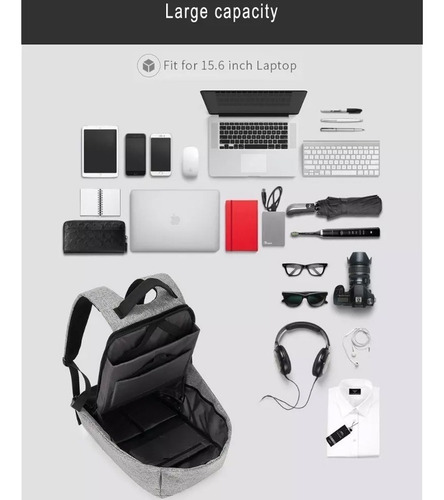 Imagen 7 de 10 de Mochila Antirrobo Impermeable Anticorte Usb Porta Notebook