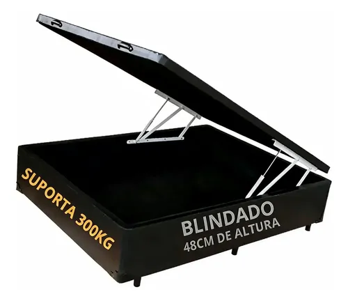  Cama Baú Casal Com 30cm De Prof. Blindado Luxo - R$ 491,76