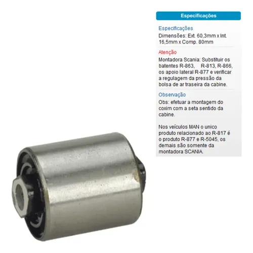 Bucha Barra Torção Suspensao Cabine Para Scania Man R817