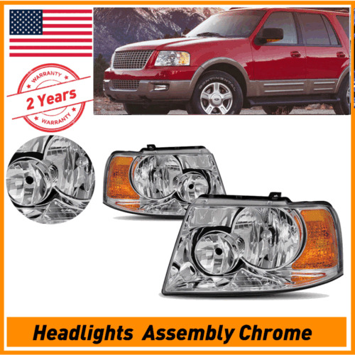 For 2003-2006 Ford Expedition Chrome Clear Headlights Le Aab