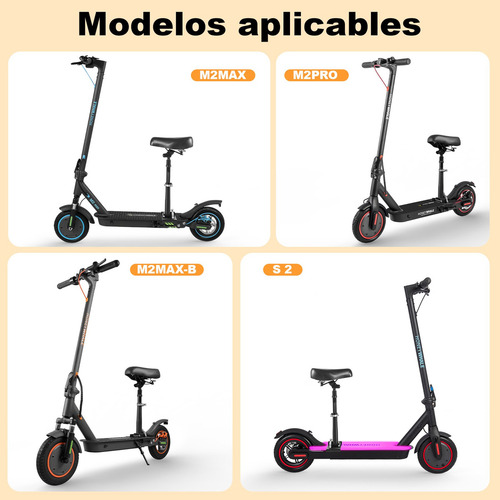 Asiento Para Scooter E9 Pro Con Base Aluminio Y Amortiguador Ancho 1.8 cm Color Negro Largo 2.6 cm
