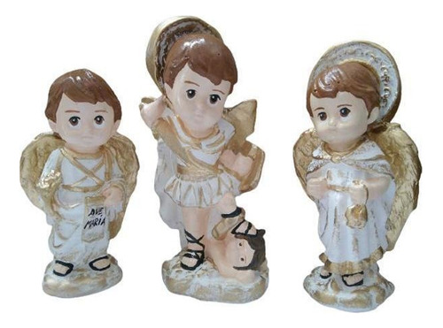 Imagem Trio De Arcanjos Baby 15cm Em Gesso