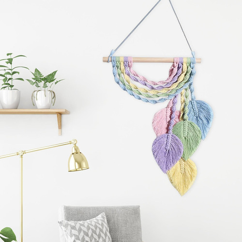 K A Colgante De Pared De Macramé Arcoíris Tejido A Mano Con
