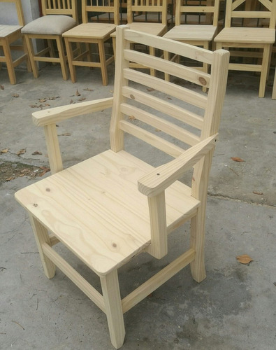 Imagen 3 de 8 de Sillón Cabecero 6 Fajas Silla Apoyabrazo Madera Pino