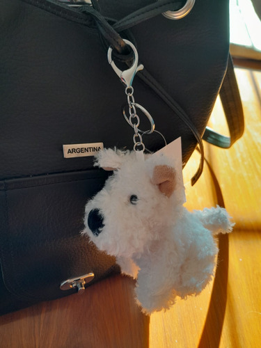 Llavero Peluche Perro. Accesorio Para Mochila. Bag Charm Blanco