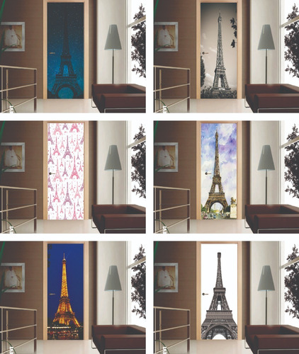 Vinilo Decorativo Impreso Para Puerta Francia Paris Eiffel