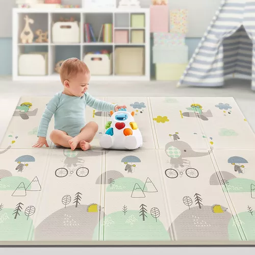  Alfombra de bebé para suelo, 71 x 79 pulgadas, grande,  plegable, de espuma, para bebés y niños pequeños, tapete de juego para  gatear, tapete de juego reversible impermeable para niños, para