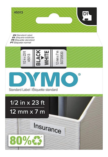 Dymo® D1 Rollo De Cinta Blanco 12 Mm X 7 M