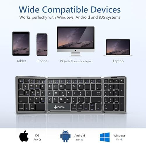 Teclado Bluetooth Plegable Acoucou Con Teclado Numérico, Tec