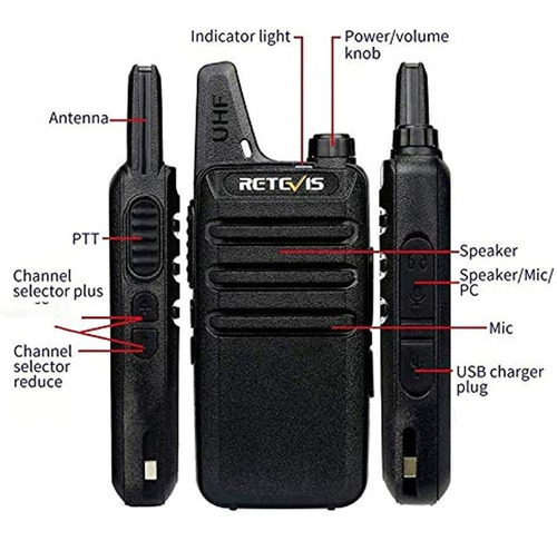 Retevis Rt22 Walkie Talkies Manos Libres Recargables Radios 