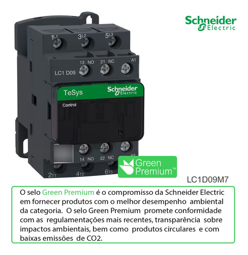 Contator PotĂȘncia 3p 9a 1na+1nf 220vca Lc1d09m7 Schneider