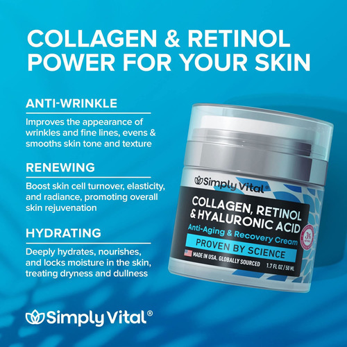 Crema Hidratante Facial De Colgeno Con Retinol Y Cido Hialur