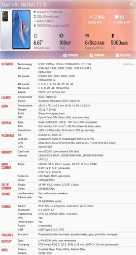 Xiaomi Redmi Note 11e Pro 5g 2201116sc 8gb 256gb Dual Sim