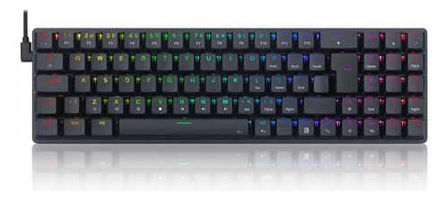 Teclado Mecânico Gamer Ashe Rgb Preto Switch Red Idioma Português Brasil