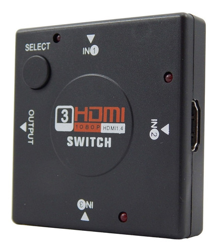 Adaptador Switch Hdmi 3x1 Divisor Seletora Hub