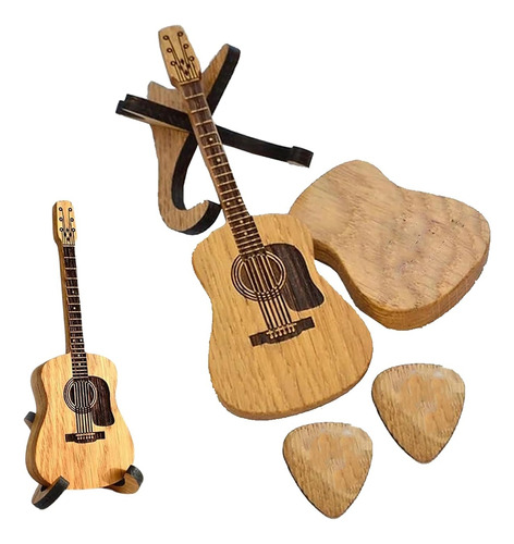 Soporte De Madera Para Púas De Guitarra Con Forma De Guitarr