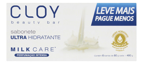 Sabão em barra Cloy Ultra Hidratante Milk Care Beauty Bar de 480 g
