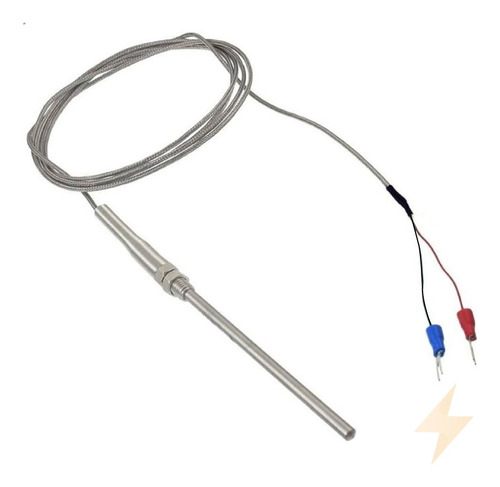 Sensor De Temperatura Pt100 Bulbo 5mm L=100mm Y 2m De Cable