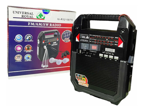 Super Radio Multifuncional Bt 3 Bandas Kit Solar Iu-r5215bts