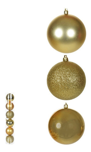 Kit C/ 06 Bola De Natal 8 Cm Mista Dourada D&a Cor Dourado Lisa